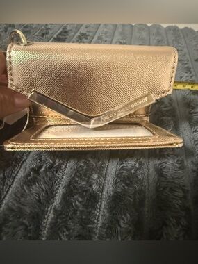 New York & Company Metallic Rose Gold Card Wallet with ID Window